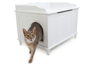   Catbox Wood Litter Box Enclosure In WhiteDCB W Cat Kitten Feline