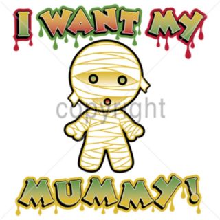 WANT MY MUMMY Kids Funny T Shirt Cute Halloween Cool Zombie Children 