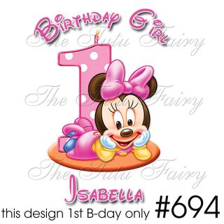   mouse birthday girl baby shirt personalized name first 1st 6 12 18 m