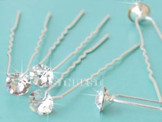 10 pcs Clear Crystal Hair Pins Wedding Sparkle CLIP 8mm