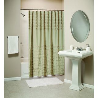 Ruffled Linen Shower Curtain   Ruffled Shower Curtain, Linen
