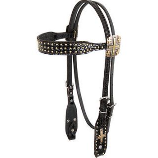   Gypsy Cowgirl Headstall Serena Soule Brass Crosses Bridle Cross
