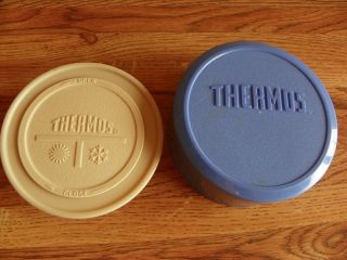 Vtg Replacement Stopper & Cup Blue Hot Cold Wide Mouth Thermos