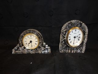 SET OF TWO CRYSTAL DESK CLOCKS GODINGER AND STAIGER MANTLE 
