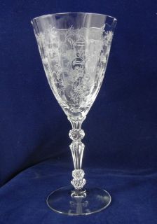 FOSTORIA CHINTZ CRYSTAL ETCHED WINE OR WATER GOBLETS