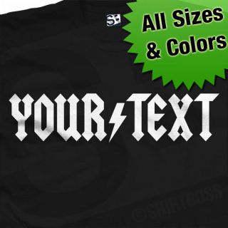 Custom AC/DC Styled T Shirt   Personalized ACDC Logo Font in All 