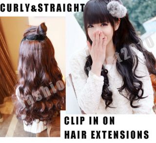 17 or 23 10 style curl wavy straight clip in hair extension black 