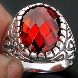 11.05ct RADICAL RED FAUX GARNET 925 SILVER HOLIDAY GIFT MENS RING 