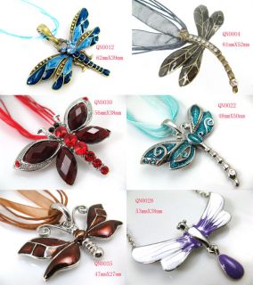 Trendy Rhinestone Crystal Necklace Swell Dragonfly Fre ship PQN001 in 
