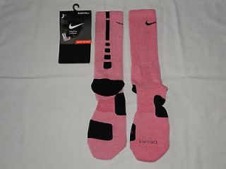 Nike Custom Cushioned Basketball ELITE Socks   Pink and Black   Lg (8 