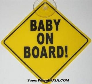  BOARD SAFETY CAR WINDOW SUCTION CUP YELLOW WARNING SIGN DRIVER NEW