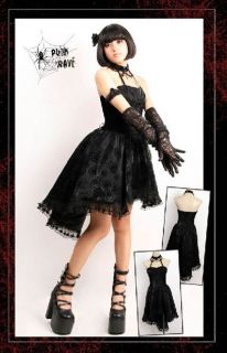   Punk Gothic Rose Coattail breast binder party dress wedding dress S XL