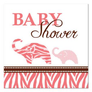 16 Wild Safari Pink Zebra Baby Shower Beverage Napkins