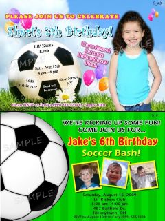 Personalized Custom SOCCER BIRTHDAY Photo Invitations Thank You Cards