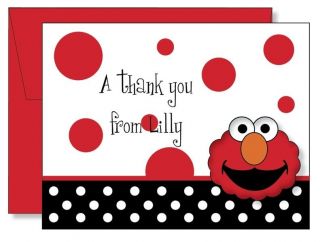 12 Custom Personalized Happy Elmos Face & Dots Thank You Note Cards