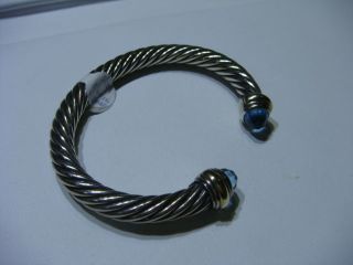 Auth. David Yurman 7MM Blue Topaz Cable Bracelet