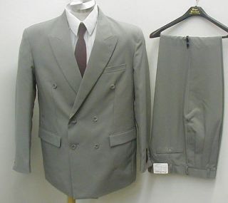 New Mens Double Breasted Gray Suit Jacket & Pants 48 R