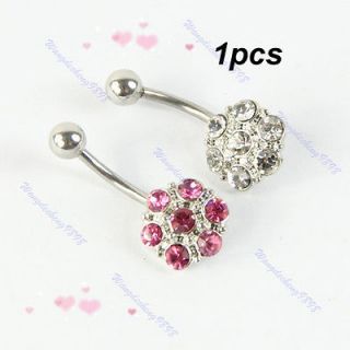   Rhinestone Double Color Belly Navel Button Bar Ring Body Piercing