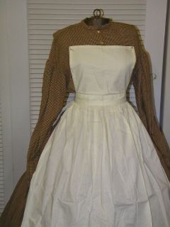 Civil War Day dress Size 16 Tan,navy,maroo​n pld apron