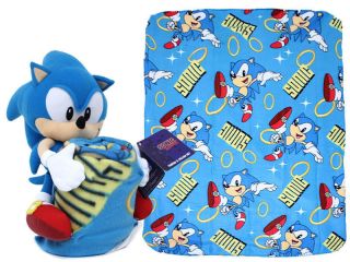 SEGA Sonic The Hedgehog 14 Plush Doll Pillow Buddy Bed Throw Blanket 