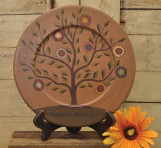 Primitive Penny Tree Wooden Decorative Plate   Country Home Decor
