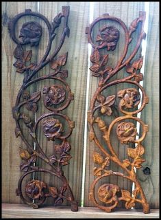Cast Iron Rose Decorative Panels One Pair Garden Ornamental No Paint 