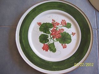   II Metal Red Flower Dinner Decorative Plate Joan Wilkes enamalware