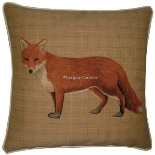 Fox Standing Check Tapestry Cushion Cover