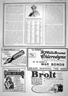 1917 Wosley Wera Nom De Guerre Chlorodyne War Bonds Brolt Brandauer 