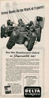 1942 Ad DELTA Milwaukee Drill Presses Cut Off Machines Grinders Saws