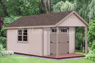 16 x 10 Cabin Poolhouse / Shed with Porch Plans #P61610, Free 