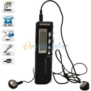 LCD Display 8GB USB Digital Activated Audio Voice Recorder Dictaphone 