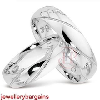 Argentium Silver 4 & 5mm Diamond Cut Court Matching Wedding Rings From 