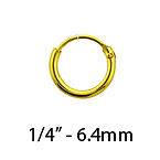 18KT Gold Plated Nose Ring Hoop 1/4   6.4mm 22 Gauge 22G