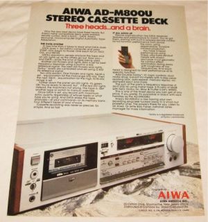 Aiwa AD M800U Stereo Cassette Tape Deck PRINT AD 1980