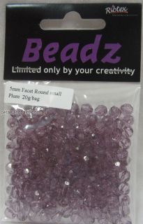 20g Faceted Round 5mm Acrylic Beads Plum Coloured Bead For Beading 