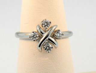 Tiffany Schlumberger Lynn Diamond Platinum Ring Retail $2,500 Size 5.5 