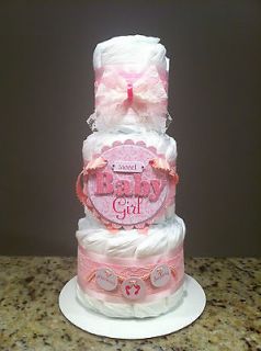 Precious baby pink diaper cake