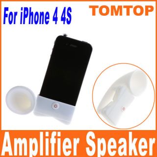   Silicone Horn Stand Speaker For iPhone 4 4S Mini ipod  Gadget White
