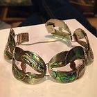 MEXICO MEXICAN STERLING SILVER 925 ABALONE MOP LINK BRACELET PLATA 