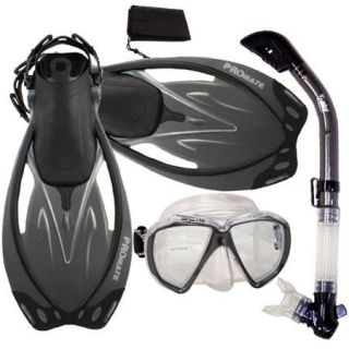   Eyes Mask Dry Snorkel Fins Snorkeling Diving Package Gear Gift Set