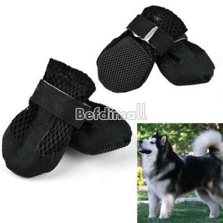 Black Pet Dog Booties Shoes Air Holes Suede Black Synthetic Boot 
