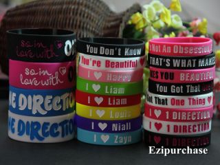 20 PCS I LOVE ONE DIRECTION 1D One 1 Direction Silicone Wristband 
