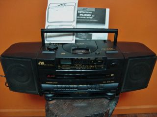 RARE JVC BOOMBOX CD AM FM DUAL CASSETTE PORTABLE PC X100