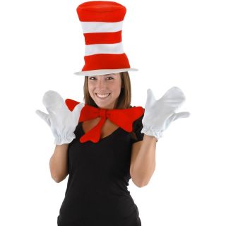 DR. SEUSS CAT IN THE HAT ADULT COSTUME KIT HAT BOW TIE WHITE GLOVES