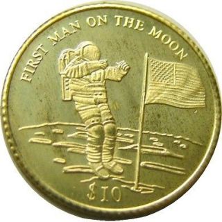 elf Liberia 10 Dollars 2000 Gold Moon Landing 1969
