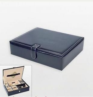 Brown Leather Glass Top 6 Mens Watch Organizer Display Case Box 