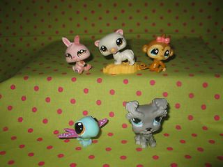   of 5 Littlest Pet Shop animals Dragonfly Monkey Cat Dog Small flaws