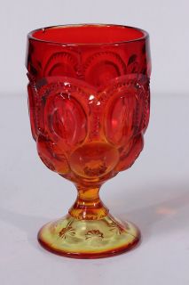   Moon & Stars Pattern L.E. Smith Glass Co. Red To Amber Drinkware