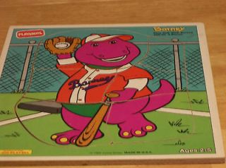 BARNEY PLAYSKOOL WOODEN PUZZLE PLAY BALL BARNEY 6 PIECES AGE 2 5 1993